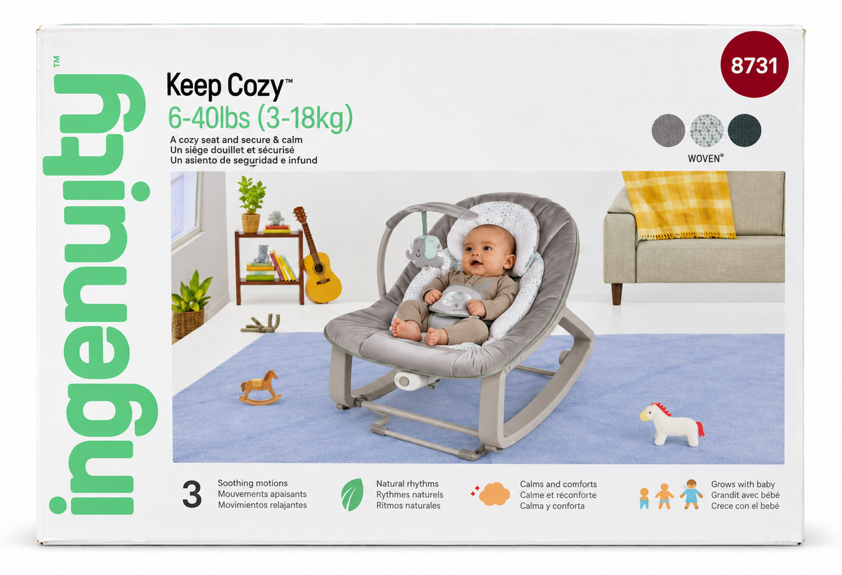 Keep Cozy Ulëse Relaksuese 3-në-1 për Bebe – Luhatëse, Vibruese dhe Ulëse për Fëmijë 0–30 Muaj