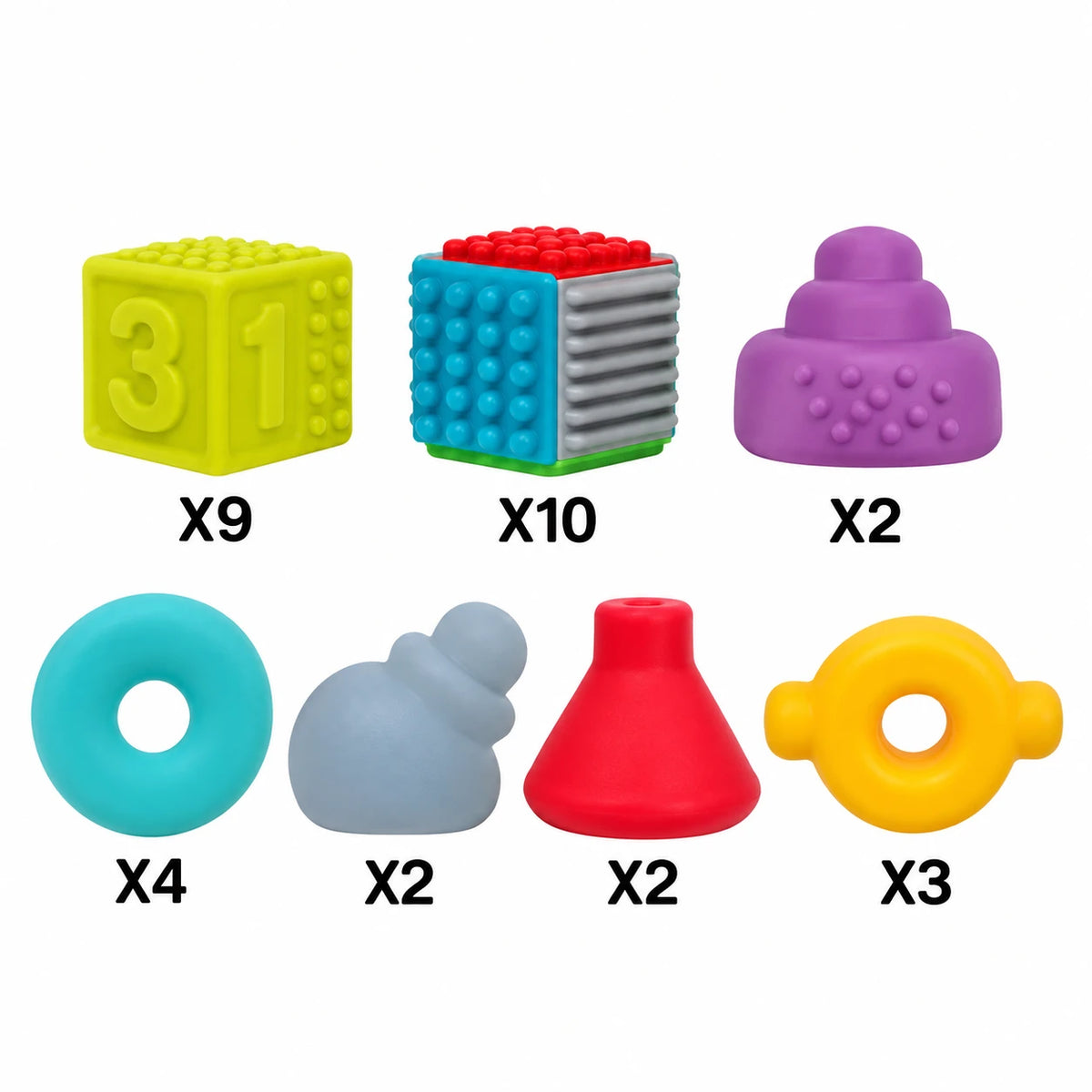 Kids Melody Set Shqisor për të Porsalindur – 32 Lodra të Buta prej Gome, 0M+