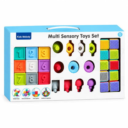 Kids Melody Set Shqisor për të Porsalindur – 32 Lodra të Buta prej Gome, 0M+