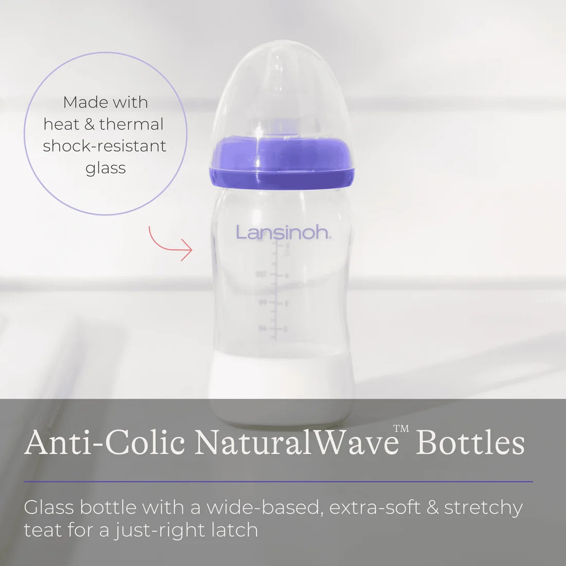 Lansinoh Glass Feeding Bottle 160 ml – Shishe Qelqi Anti-Colic