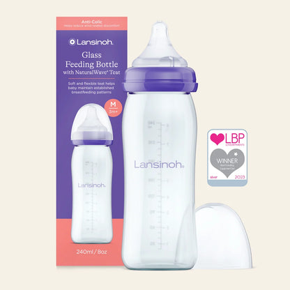 Lansinoh Glass Feeding Bottle 240 ml – Shishe Qelqi Anti-Colic