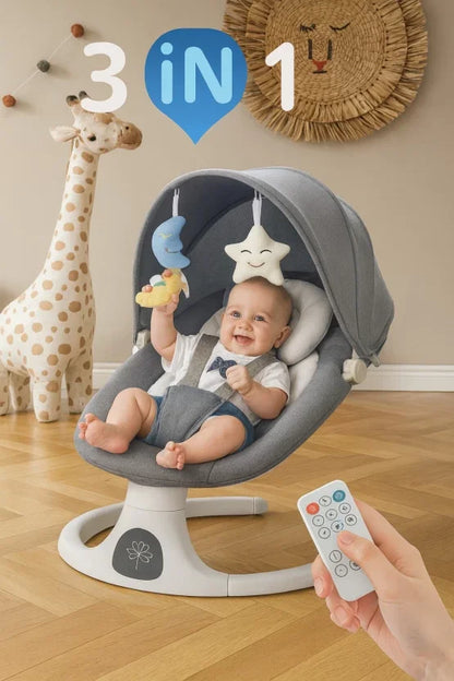 Luhatëse Elektrike Comfort 3 në 1 – Luhatëse & Karrige Rocking, Gri