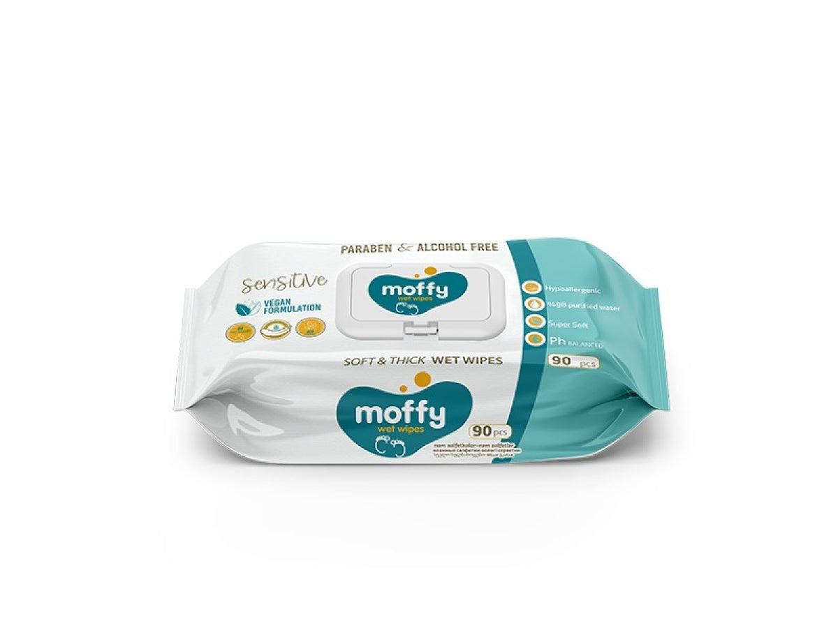 Moffy Baby – Peceta të Lagura për Bebe, Pa Alkool & Paraben – 90 Copë