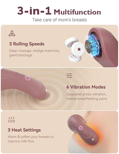 Momcozy 3 në 1 – Masazhues Elektrik për Gjirin dhe Stimulimin e Qumështit të Nënës