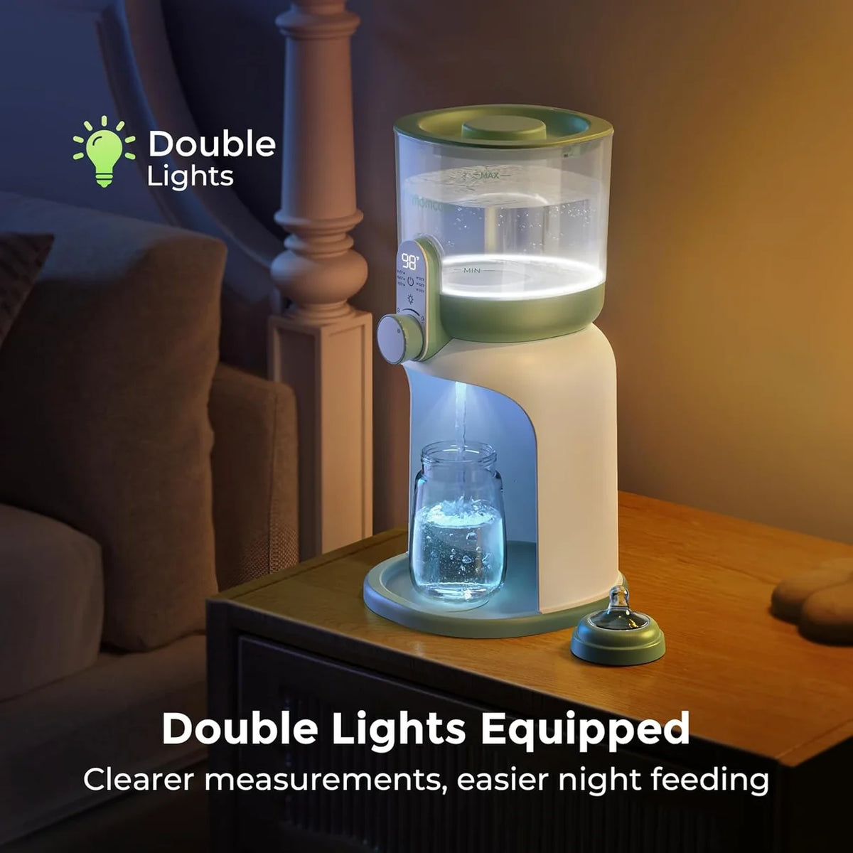 Momcozy FD03 Dual Lights – Ngrohës Uji për Bebe me Temperaturë Konstante dhe Ndriçim të Dyfishtë