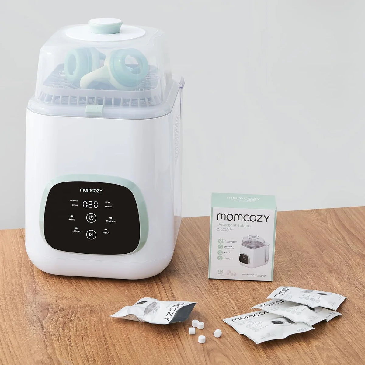 Momcozy KleanPal Pro – Tableta Pastrimi për Shishe dhe Aksesorë të Bebeve, 120 Copë