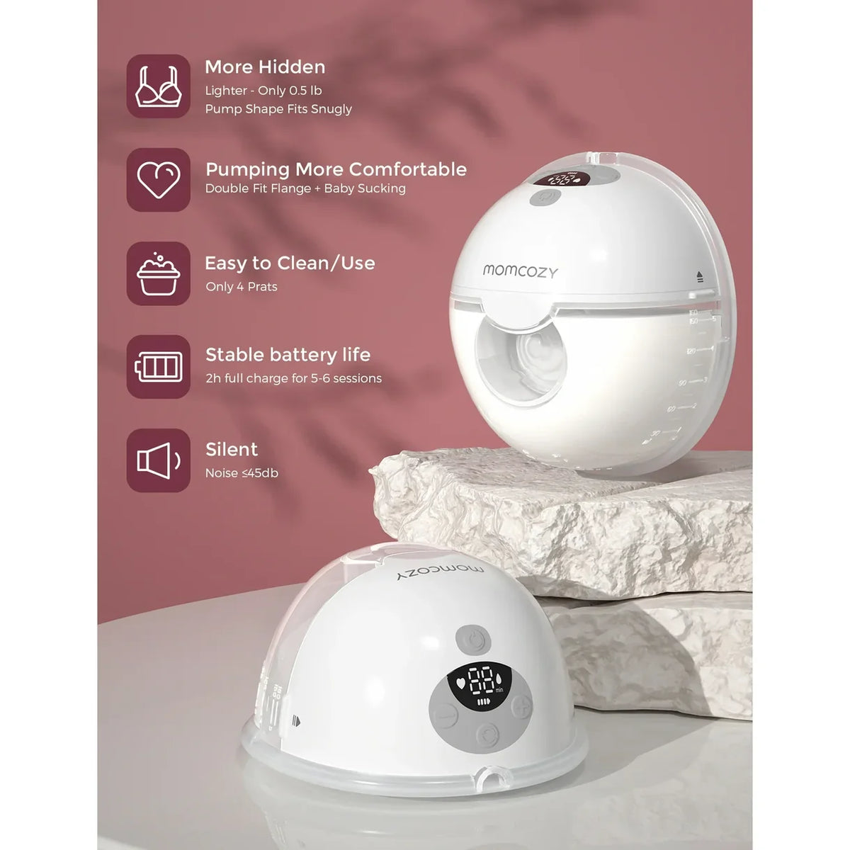 Momcozy M5 – Pompë Gjiri Elektrike Portative, Set me 2 Pompa (Double Pack)