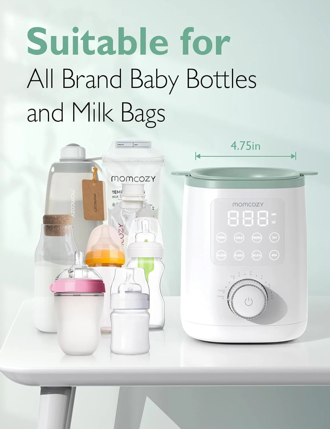 Momcozy MW02 Nutri Smart Analog – Ngrohës Multifunksional për Shishe të Bebeve, i Bardhë