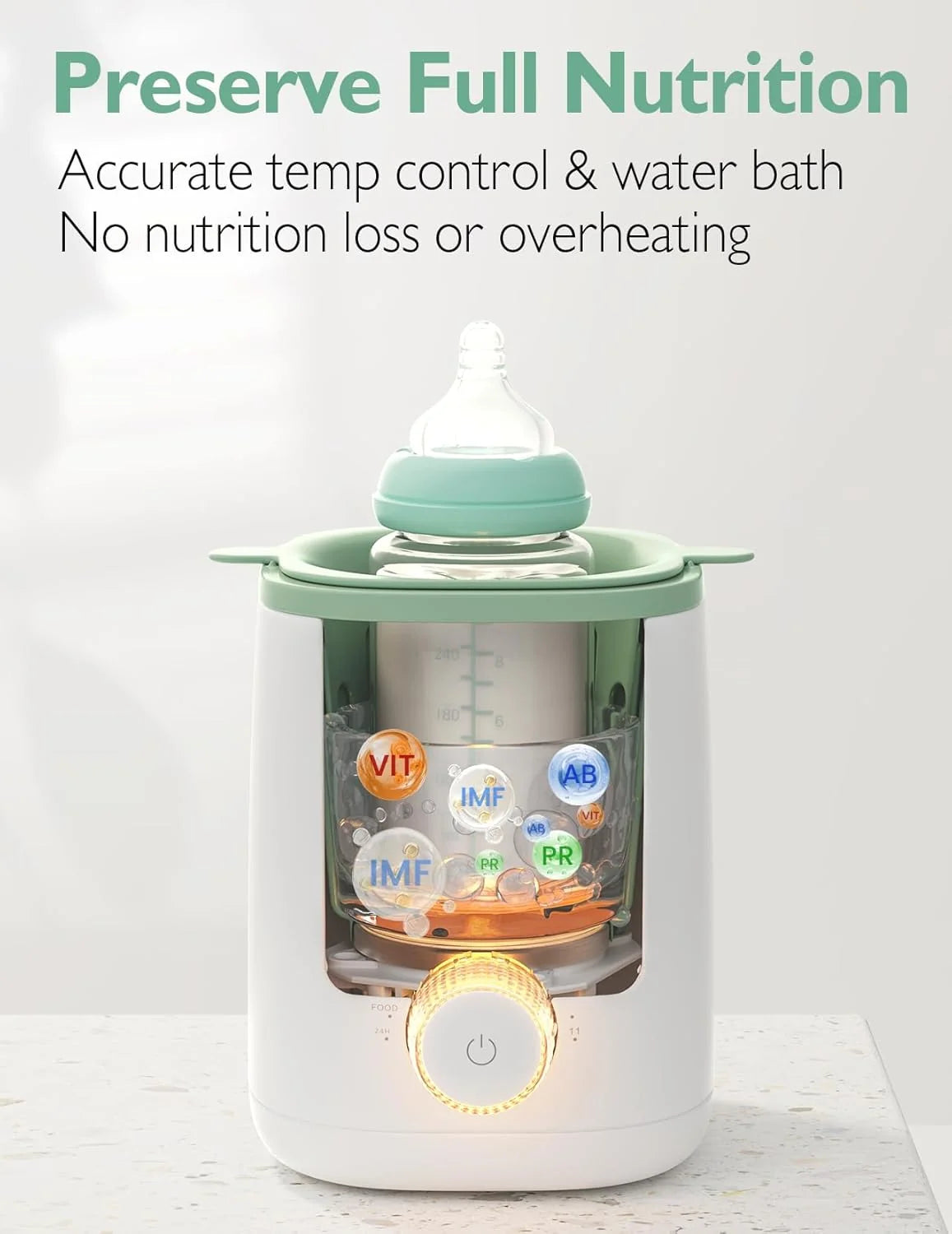 Momcozy MW02 Nutri Smart Analog – Ngrohës Multifunksional për Shishe të Bebeve, i Bardhë