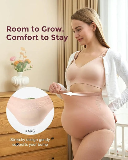 Momcozy PU003 – Brekë për Gra Shtatzëna me Bel të Lartë, Pa Qepje, 3 Copë