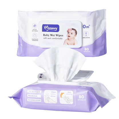 Momeasy – Peceta të Lagura për Bebe, Pa Alkool – 80 Copë