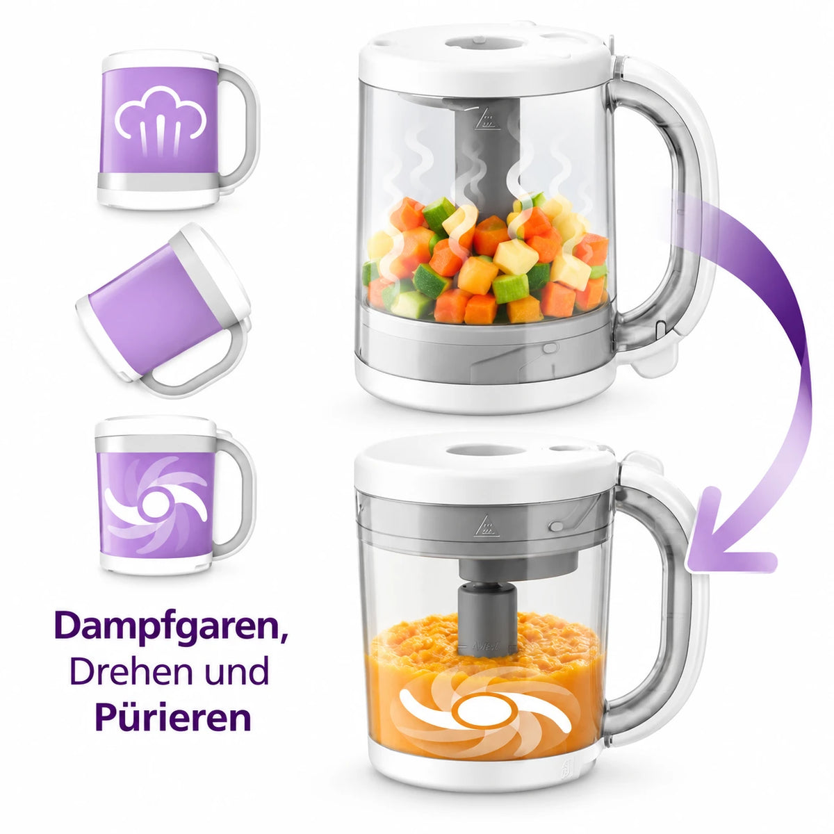 Philips Avent 4-në-1 SCF883/01 – Blender me Avullues për Ushqimin e Bebes