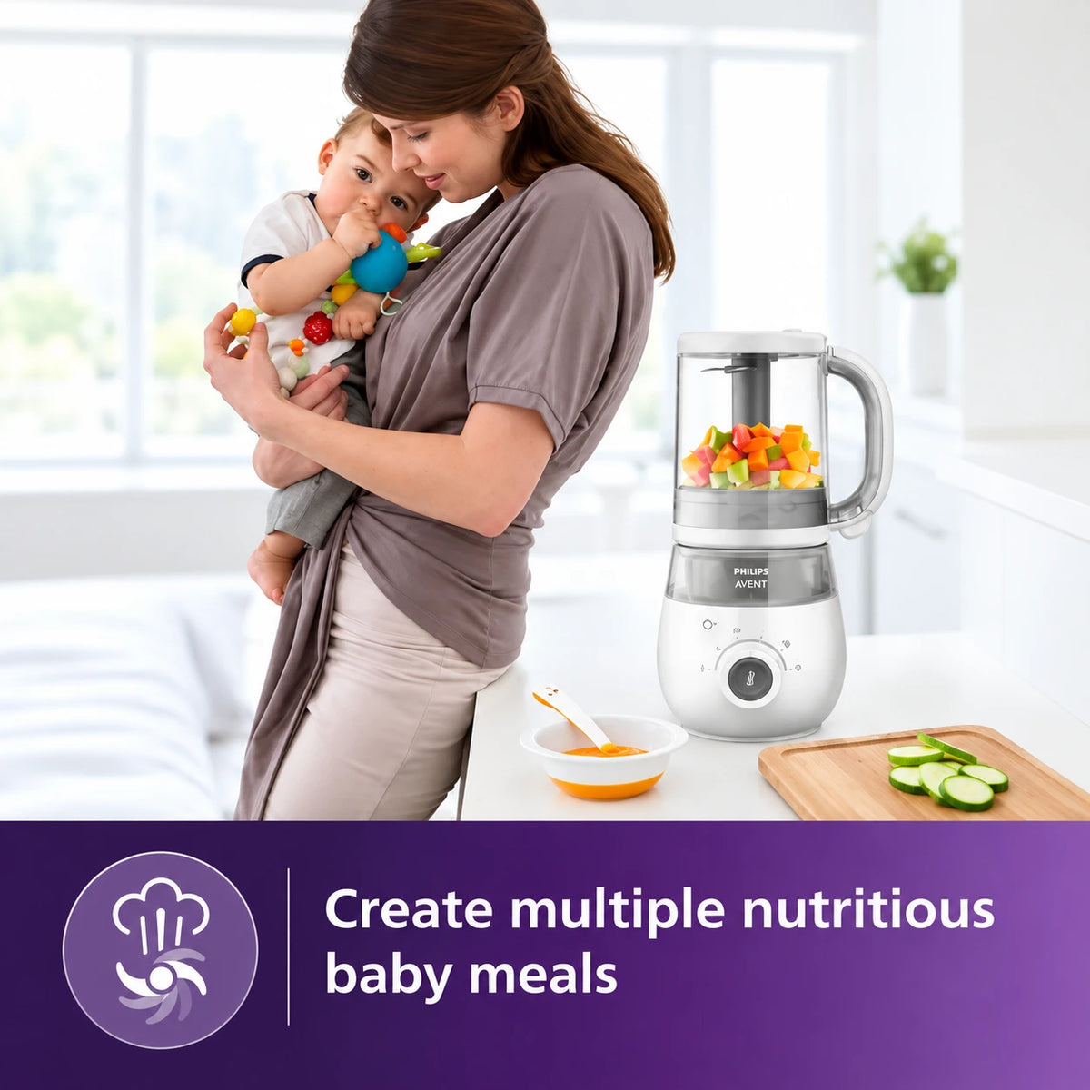 Philips Avent 4-në-1 SCF883/01 – Blender me Avullues për Ushqimin e Bebes