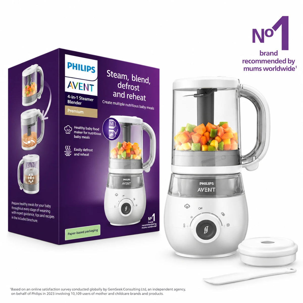 Philips Avent 4-në-1 SCF883/01 – Blender me Avullues për Ushqimin e Bebes