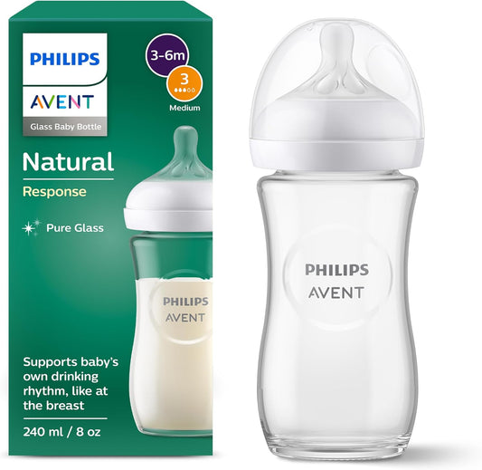 Philips Avent Natural Response – Shishe Qelqi 240 ml, Flow 3, 3–6m
