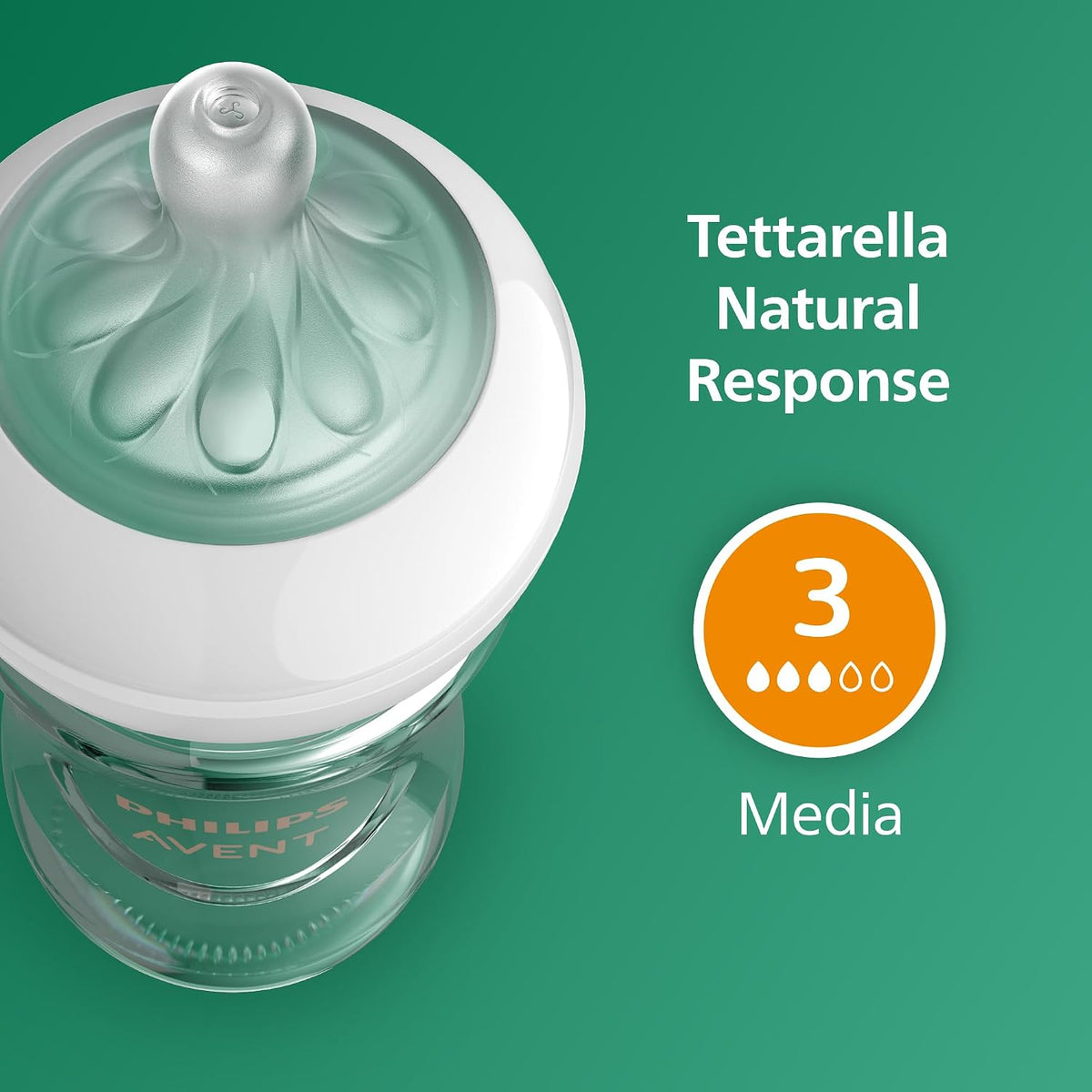 Philips Avent Natural Response – Shishe Qelqi 240 ml, Flow 3, 3–6m