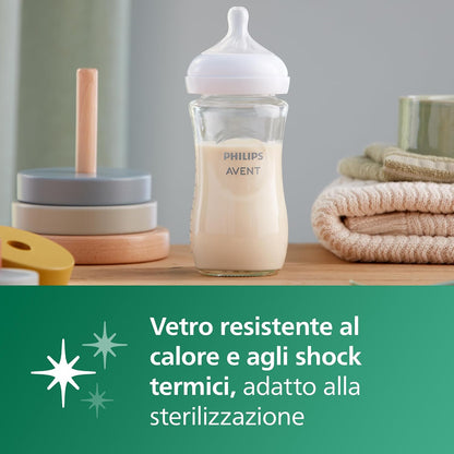 Philips Avent Natural Response – Shishe Qelqi 240 ml, Flow 3, 3–6m