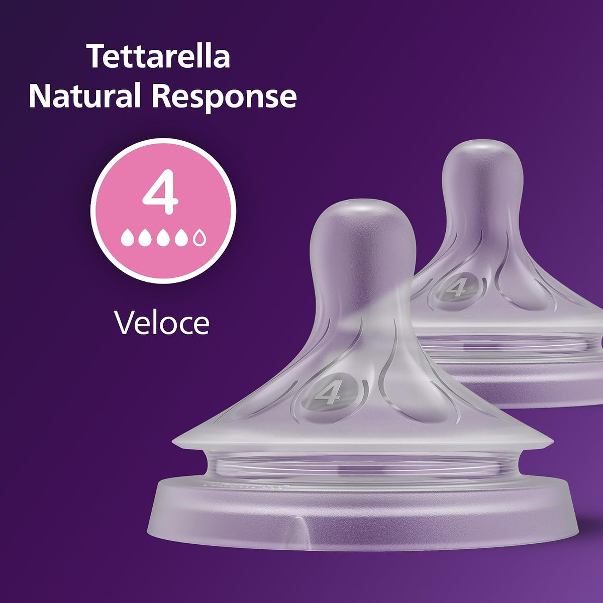 Philips Avent Natural Response – Thithka për Shishe Flow 4, 3m+, 2 copë