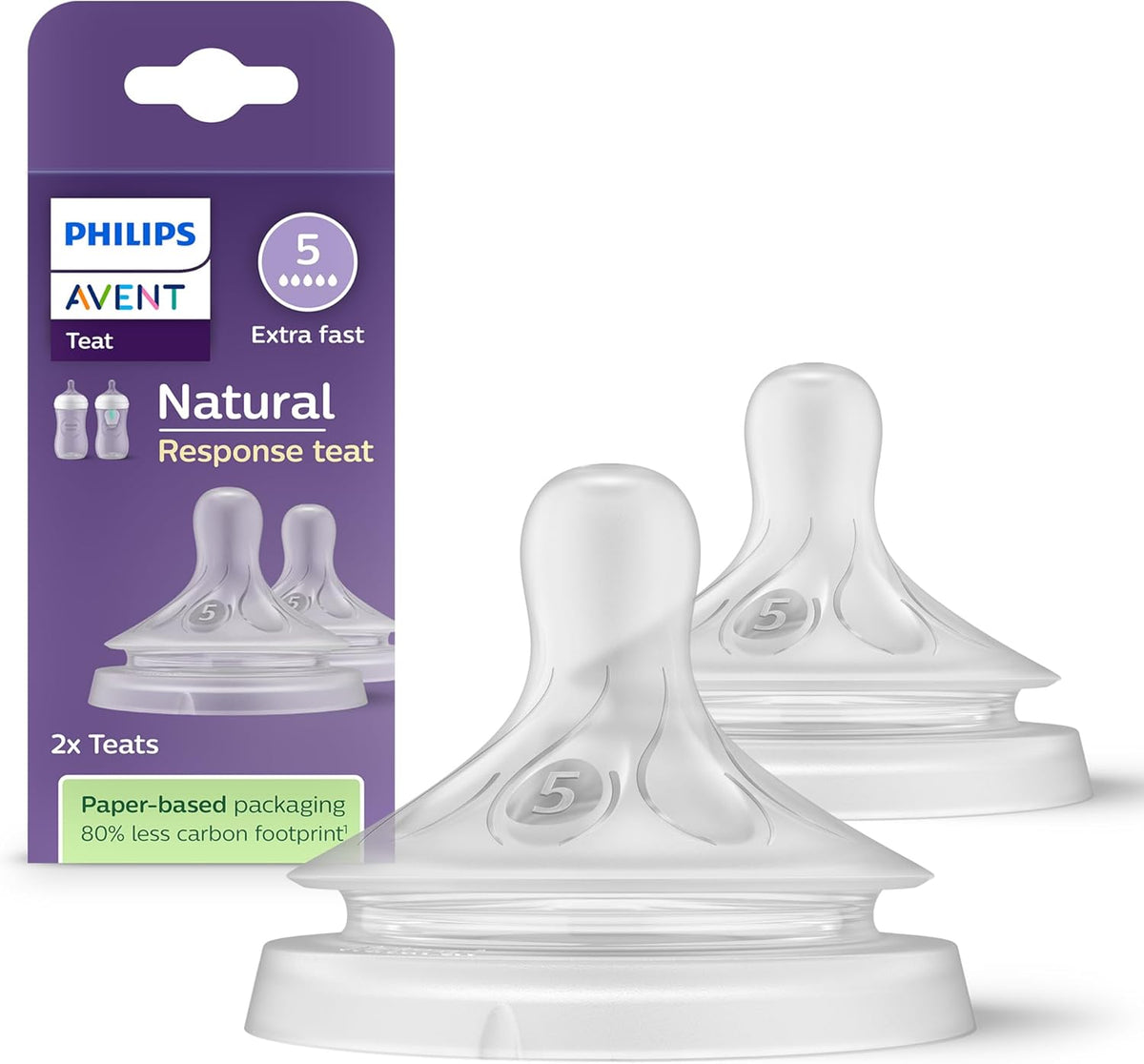 Philips Avent Natural Response – Thithka për Shishe Flow 5, 6m+, 2 copë