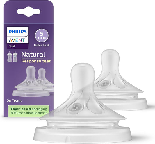 Philips Avent Natural Response – Thithka për Shishe Flow 5, 6m+, 2 copë