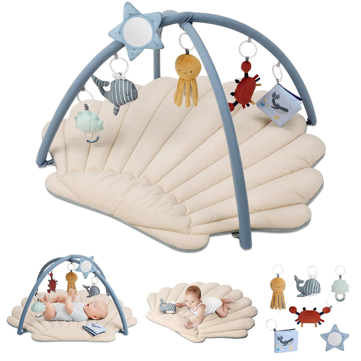 Shell Baby Play Gym + Vendlojë për Playpen – Set me 2 Pjesë