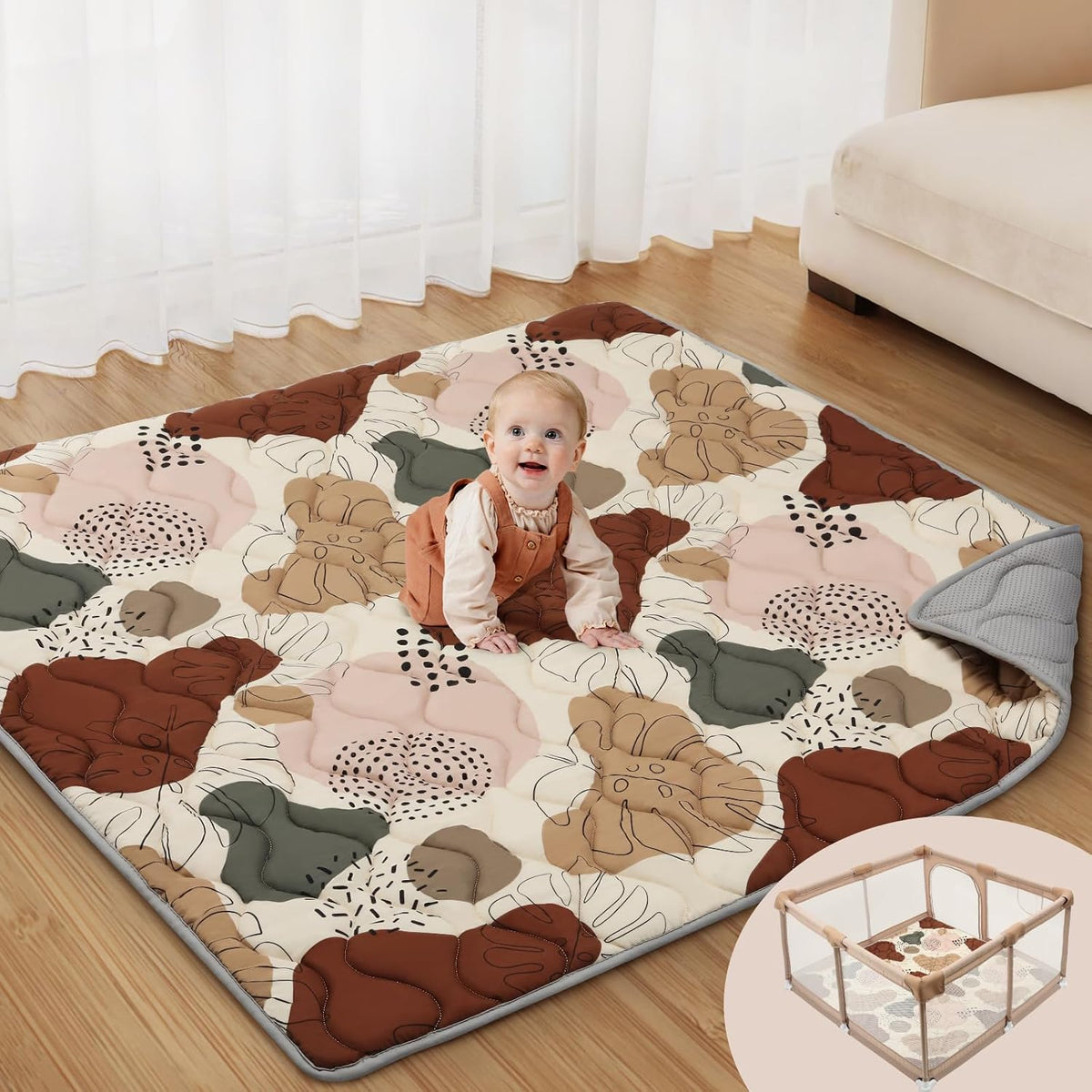 Shell Baby Play Gym + Vendlojë për Playpen – Set me 2 Pjesë
