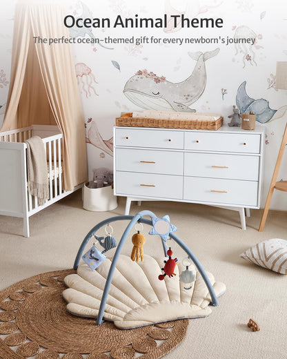 Shell Baby Play Gym + Vendlojë për Playpen – Set me 2 Pjesë