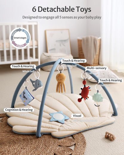 Shell Baby Play Gym + Vendlojë për Playpen – Set me 2 Pjesë