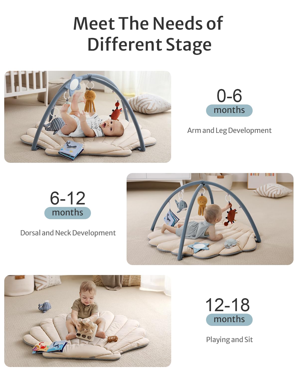 Shell Baby Play Gym + Vendlojë për Playpen – Set me 2 Pjesë