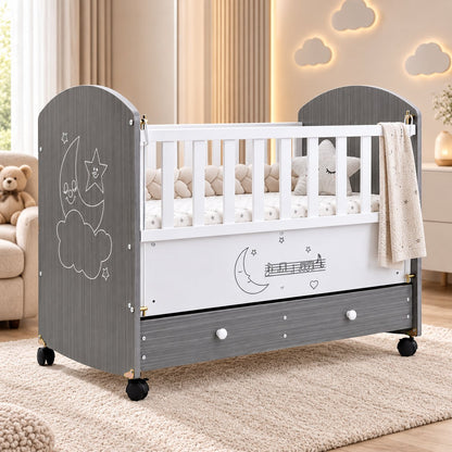 Shtrat Multifunksional për Bebe me Sirtar dhe Rrota – 105 × 55 cm