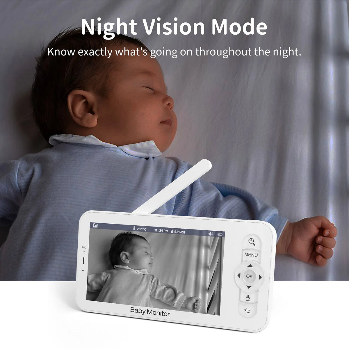 Smart Baby Monitor 2K – Lidhje me Telefon dhe Ekran, Night Vision me Ngjyra