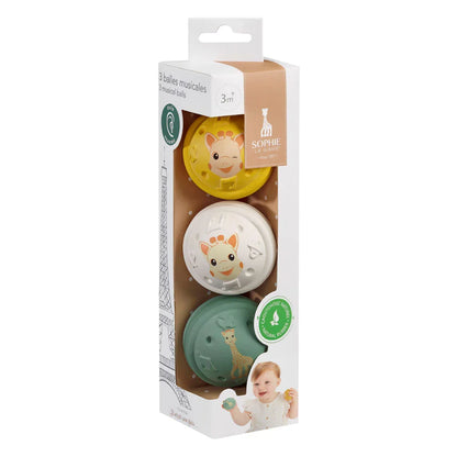 Sophie la girafe® 5 Senses – HEARING | Set me 3 Topa Muzikorë prej Gome Natyrale