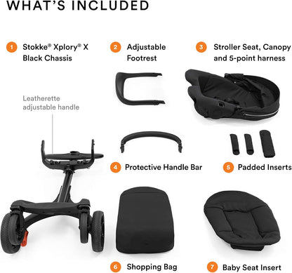 Stokke Xplory X Rich Black – Karrocë Premium me Ulëse të Rregullueshme