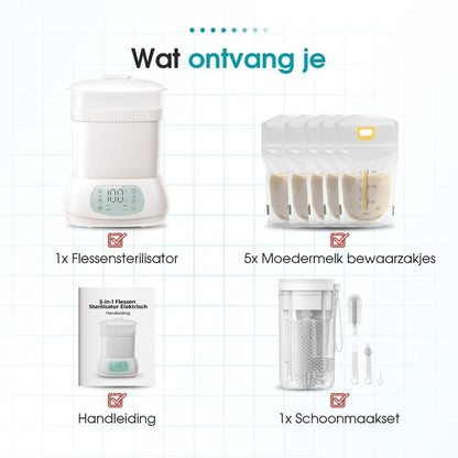 Sweet Sprout 6-në-1 – Sterilizues me Avull dhe Tharës për 6 Biberonë