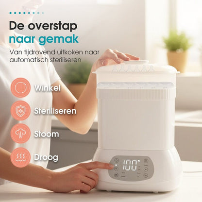 Sweet Sprout 6-në-1 – Sterilizues me Avull dhe Tharës për 6 Biberonë