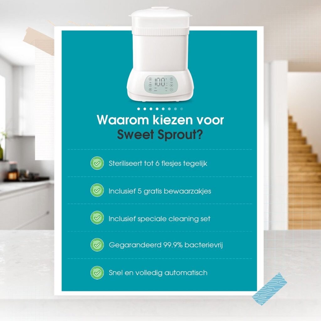 Sweet Sprout 6-në-1 – Sterilizues me Avull dhe Tharës për 6 Biberonë