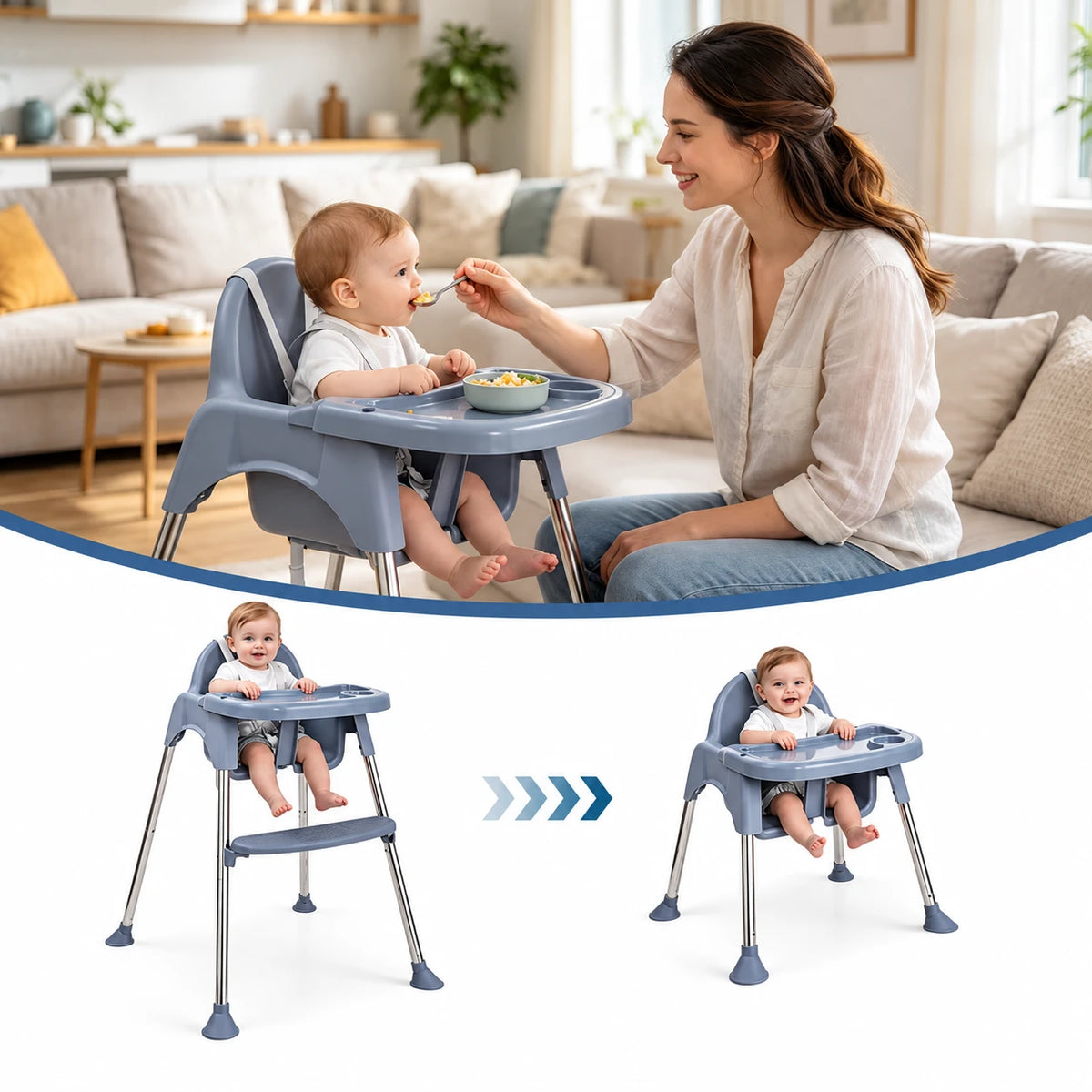 Ulëse Ushqimi për Bebe Multifunksionale 4-në-1 për Ushqyerjen e Bebes