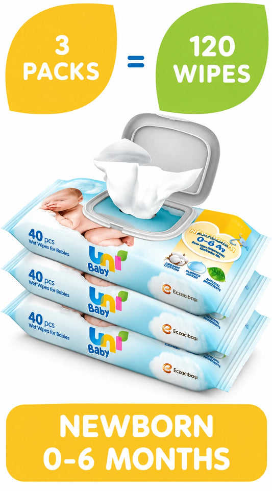 Uni Baby Newborn – Peceta të Lagura për të Porsalindur, 3 × 120 Copë