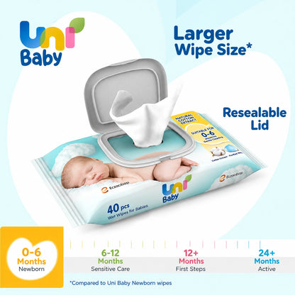 Uni Baby Newborn – Peceta të Lagura për të Porsalindur, 3 × 120 Copë