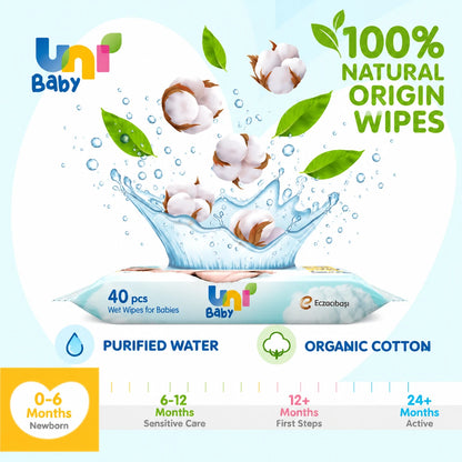 Uni Baby Newborn – Peceta të Lagura për të Porsalindur, 3 × 120 Copë