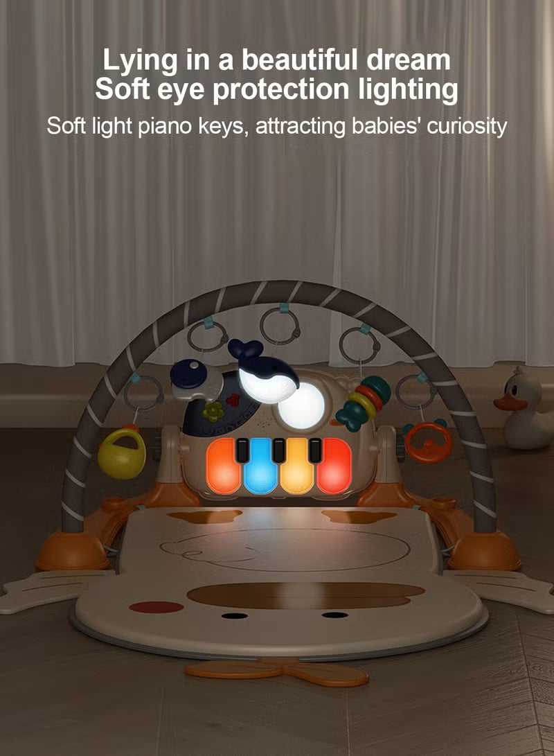 Vendlojë 3-në-1 për Bebe me Piano Muzikore dhe 5 Lodra të Varura – Baby Play Gym