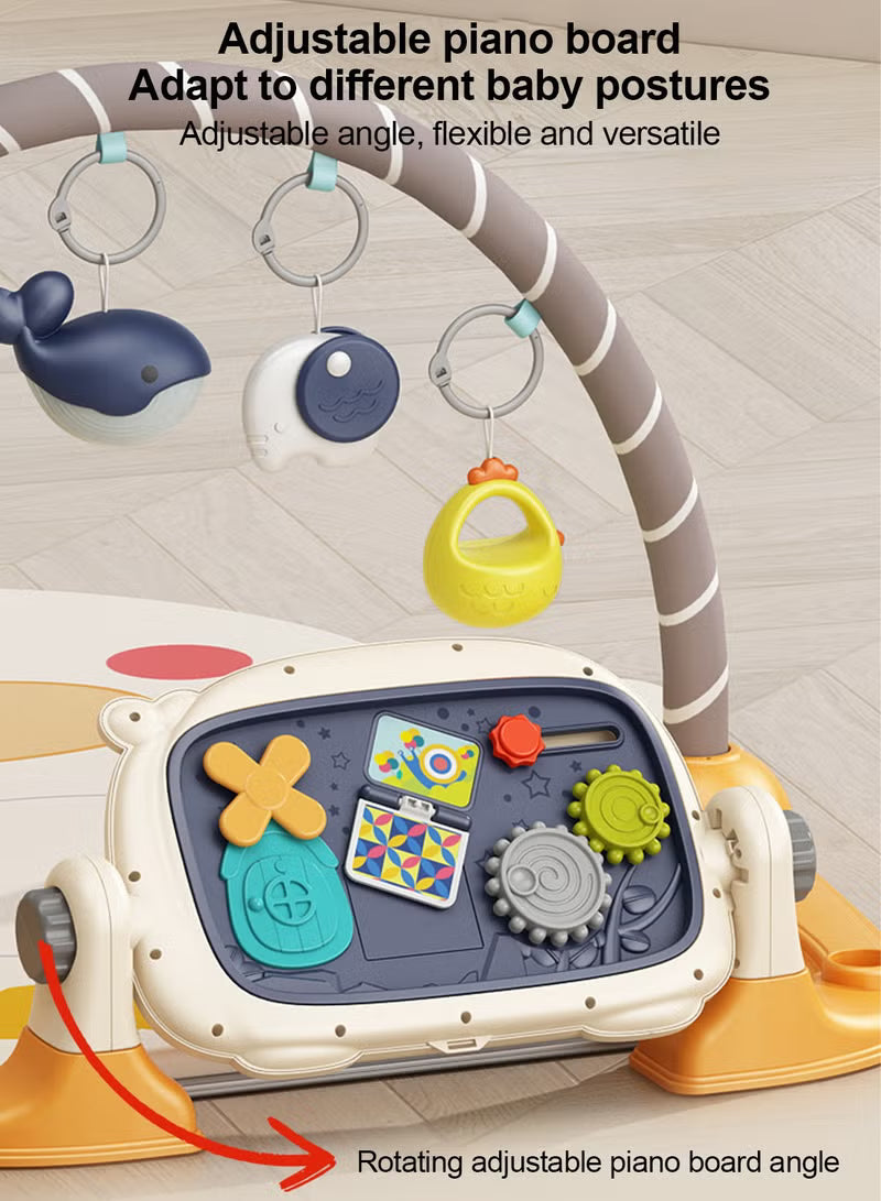 Vendlojë 3-në-1 për Bebe me Piano Muzikore dhe 5 Lodra të Varura – Baby Play Gym