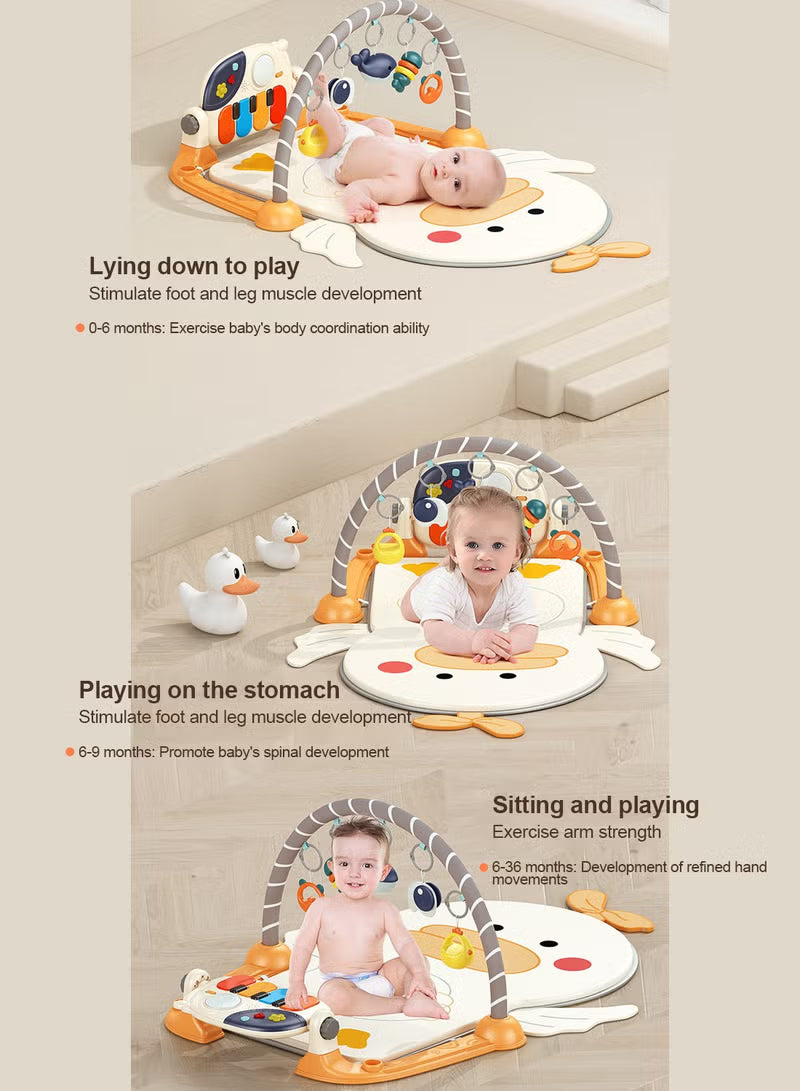 Vendlojë 3-në-1 për Bebe me Piano Muzikore dhe 5 Lodra të Varura – Baby Play Gym