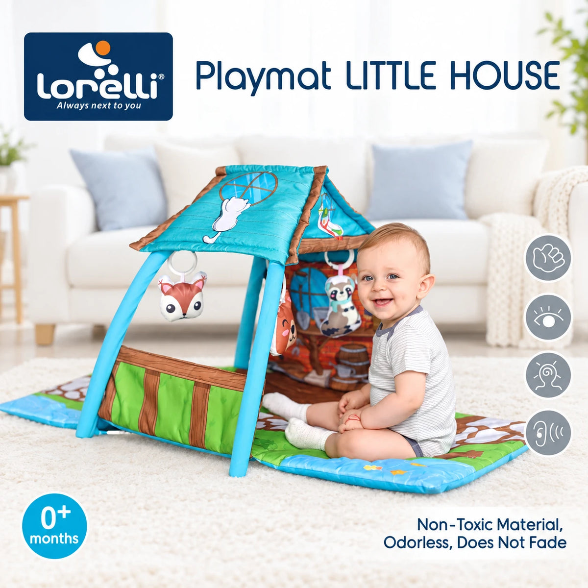 Vendlojë në Formë Shtëpie për Bebe 6+ Muaj, 113 × 56 × 53 cm