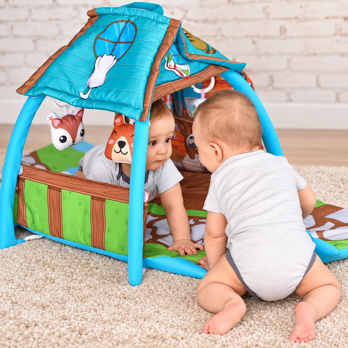 Vendlojë në Formë Shtëpie për Bebe 6+ Muaj, 113 × 56 × 53 cm