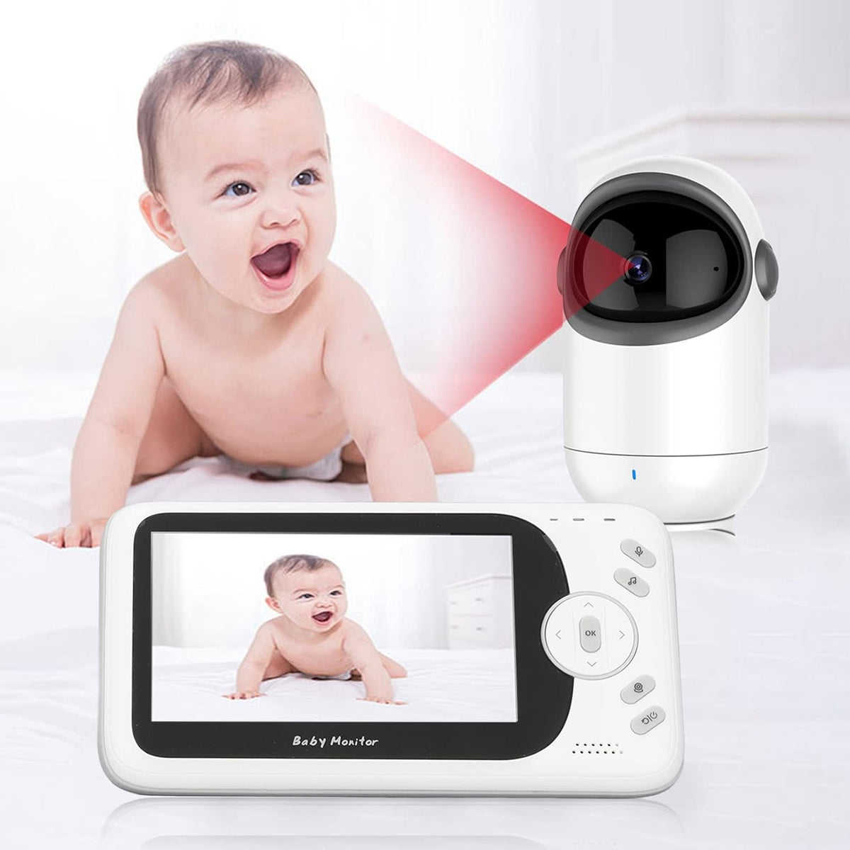 Video Monitor për Bebe 4.3″ – Kamerë Rrotulluese, VOX dhe Night Vision