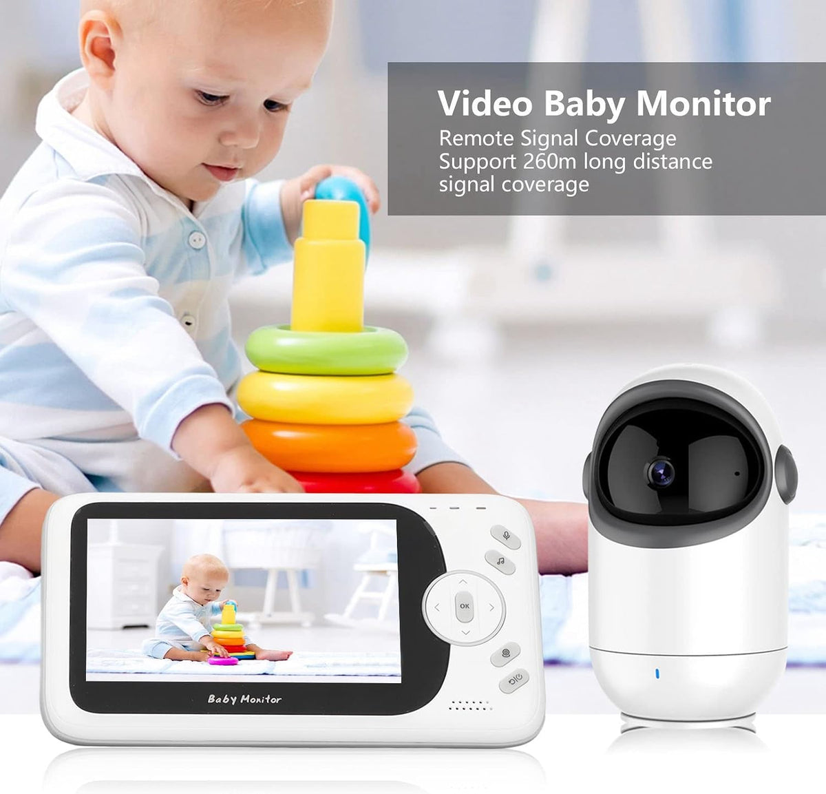 Video Monitor për Bebe 4.3″ – Kamerë Rrotulluese, VOX dhe Night Vision